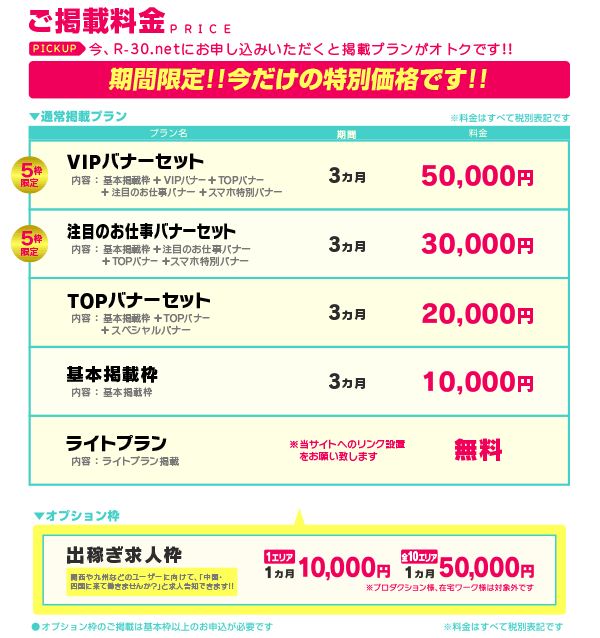 中国・四国版 料金表