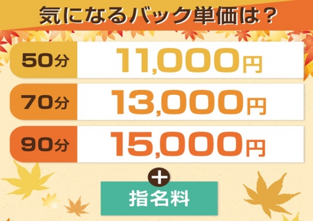 高額バックからのスタート!!50分 11,000円 +指名料70分 13,000円 + 指名料(当店のみの在籍に限ります)◆面接時の交通費支給(ワールドファッション:金山/神宮/鶴舞/人妻ヘルス)